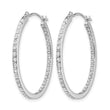 14K White Gold Diamond Hoop Earrings with Polished Finish and Hinged Design - Birthstone Company