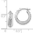 14K White Gold Diamond Hoop Earrings with Polished Rhodium Finish