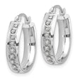 14K White Gold Diamond Hoop Earrings with Polished Rhodium Finish Elegant and Lightweight