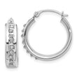 14K White Gold Diamond Hoop Earrings with Polished Rhodium Finish Elegant and Lightweight