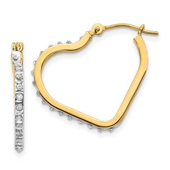 14K Gold Diamond Heart Hoop Earrings with Polished Finish Elegant and Lightweight Design