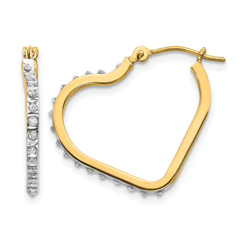 14K Gold Diamond Heart Hoop Earrings with Polished Finish Elegant and Lightweight Design - Birthstone Company