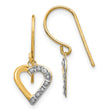 14K Gold Diamond-Accented Heart Drop Earrings with Polished Finish