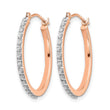 14K Rose Gold Diamond Hoop Earrings with Polished Finish, 25mm Elegant Design - Birthstone Company