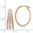 14K Tri-Color Gold Diamond Hoop Earrings with Polished Finish