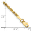 14K 7 inch 2.5mm Semi Solid Diamond-cut Rope with Lobster Clasp Chain