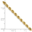 14K 7 inch 3mm Semi Solid Diamond-cut Rope with Lobster Clasp Chain