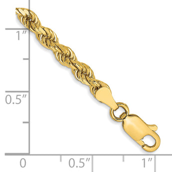 14K 7 inch 3.5mm Semi Solid Diamond-cut Rope with Lobster Clasp Chain