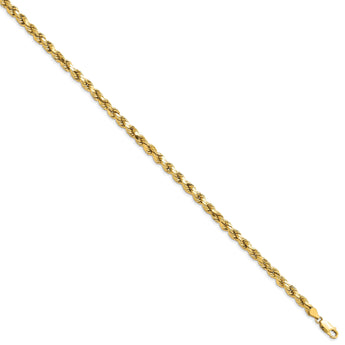 14K 7 inch 4.9mm Semi Solid Diamond-cut Rope with Lobster Clasp Chain