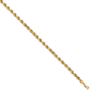 14K 7 inch 5.5mm Semi Solid Diamond-cut Rope with Lobster Clasp Chain