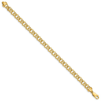 14k 7in 5.5mm Solid Double Link Charm Bracelet