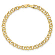 14k 7in 4.5mm Hollow Double Link Charm Bracelet