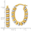 Sterling Silver and 18K Gold-Plated Diamond-Cut Oval Hoop Earrings - Birthstone Company