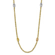 Sterling Silver 925 Fancy Necklace with Tri-Color Marquise Accent