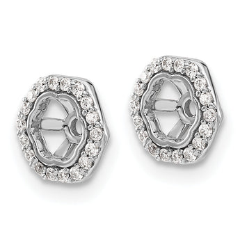 10k White Gold Hexagon Diamond Earring Jackets