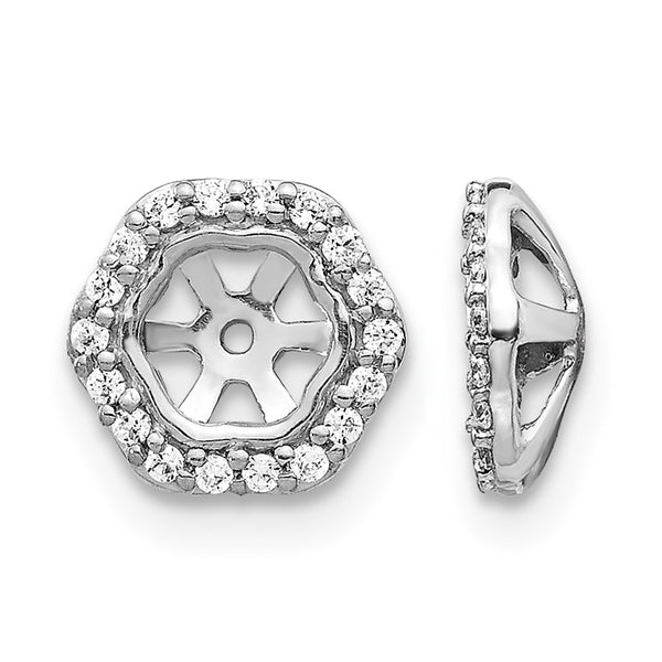 10k White Gold Hexagon Diamond Earring Jackets - Birthstone Company