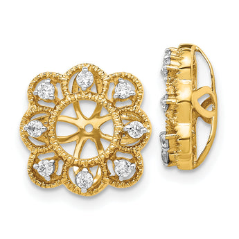 14k 1/4 carat Lab Grown Diamond VS/SI+ G+ with 4.4 mm Earring Jacket