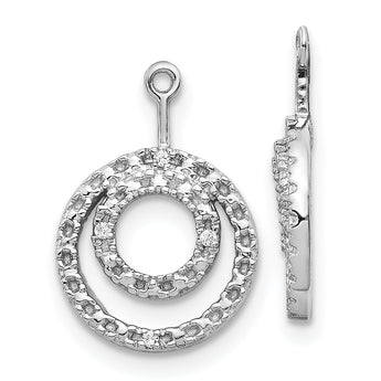 10k White Gold Double Circle Diamond Earring Jackets
