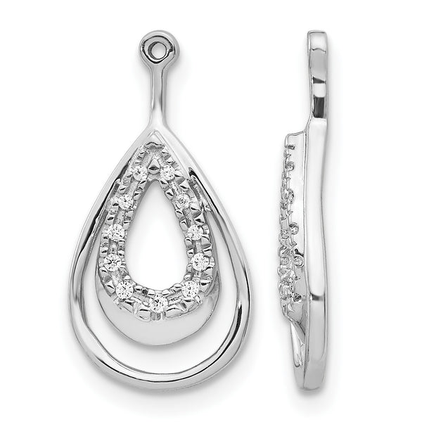 14k White Gold 1/15 carat Lab Grown Diamond VS/SI+ G+ Teardrop Earring Jackets - Birthstone Company