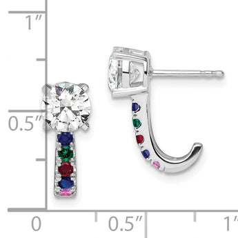 14K White Gold Lab Grown Diamond & Multi Gemstone Complete Earrings