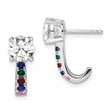 14K White Gold Lab Grown Diamond & Multi Gemstone Complete Earrings