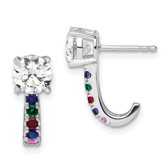 14K White Gold Lab Grown Diamond & Multi Gemstone Complete Earrings