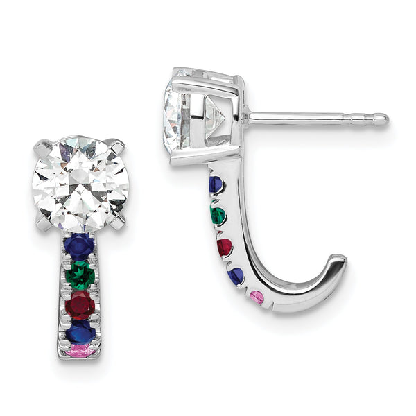 14K White Gold Lab Grown Diamond & Multi Gemstone Complete Earrings