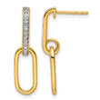 14K Polished 1/20 carat Diamond Paperclip Link Dangle Post Earrings - Birthstone Company