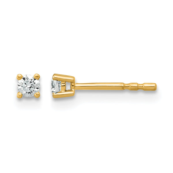 14k 1/10 carat Lab Grown Diamond VS+ F+ Round Complete Four Prong Stud Earrings