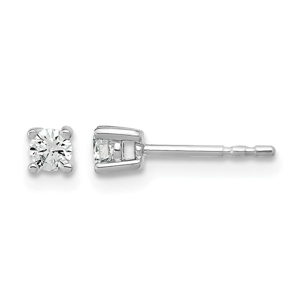 14k White Gold 1/5 carat Lab Grown Diamond VS/SI+ G+ Round Complete Four Prong Heavyweight Stud Earrings - Birthstone Company