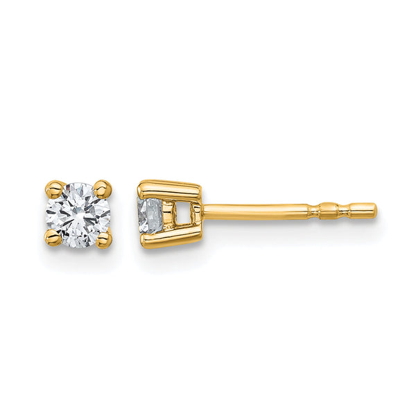 14K Yellow Gold 1/3 ct Lab-Created Diamond VS+ F+, 4-Prong Stud Earrings