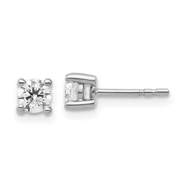 18k White Gold 1/2 carat Certified Lab Grown Diamond VS+ F+ Round Complete Four Prong Stud Earrings