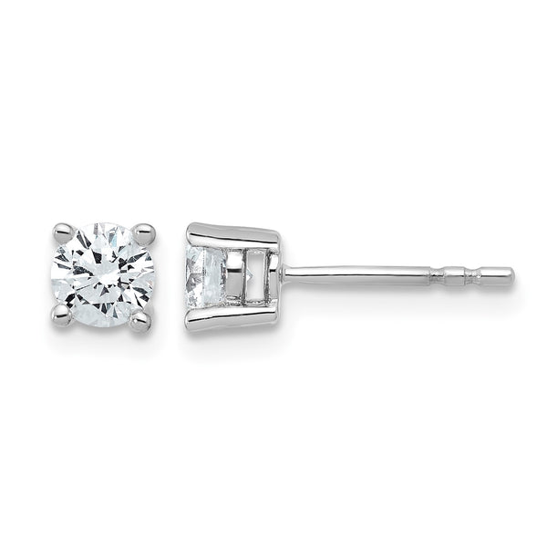 Sterling Silver Rhodium-Plated 3/4 ct Lab-Created Diamond VS+ F+, 4-Prong Stud Earrings - Birthstone Company