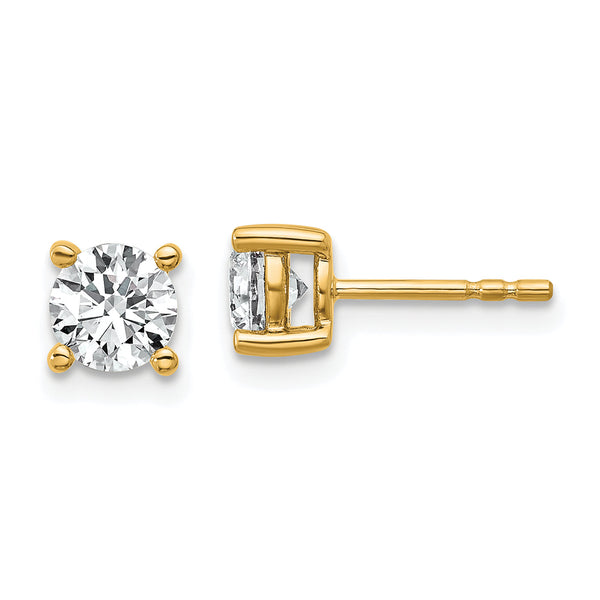 10K Yellow Gold 1 ct Certified Lab-Created Diamond VS+ F+, 4-Prong Stud Earrings