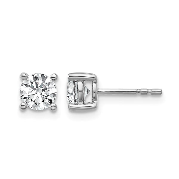 Sterling Silver Rhodium-Plated 1 ct Lab-Created Diamond VS+ F+, 4-Prong Stud Earrings - Birthstone Company