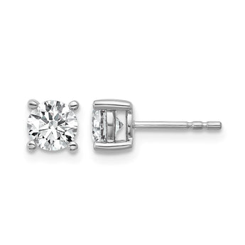 Sterling Silver Rhodium-Plated 1 ct Lab-Created Diamond VS/SI+ G+, 4-Prong Stud Earrings - Birthstone Company