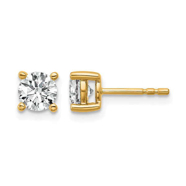 14K Yellow Gold 1 ct Lab-Created Diamond VS+ F+, 4-Prong Stud Earrings