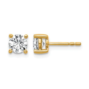 14K Yellow Gold 1 ct Certified Lab-Created Diamond VS+ F+, 4-Prong Stud Earrings - Birthstone Company
