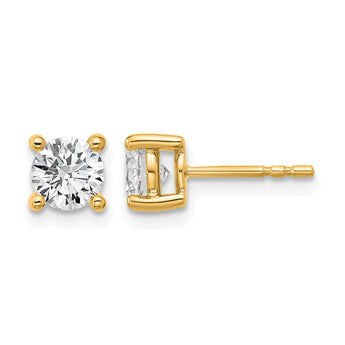 14K Yellow Gold 1 1/4 ct Lab-Created Diamond VS+ F+, 4-Prong Stud Earrings - Birthstone Company