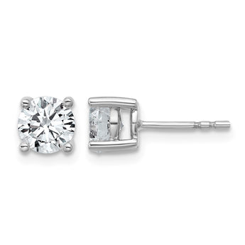 Sterling Silver Rhodium-Plated 1 1/2 ct Lab-Created Diamond VS+ F+, 4-Prong Stud Earrings - Birthstone Company
