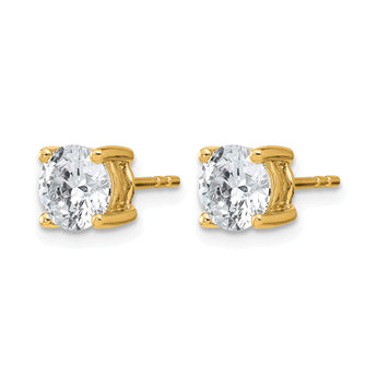 14K Yellow Gold 2 ct Certified Lab-Created Diamond VS+ F+, 4-Prong Stud Earrings - Birthstone Company