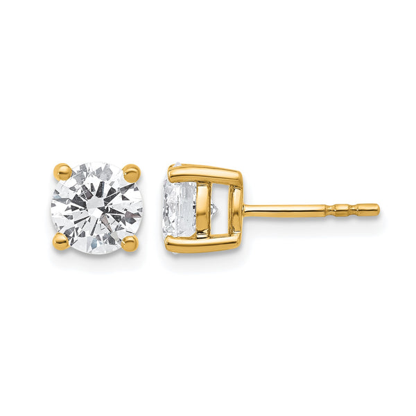 14K Yellow Gold 2 ct Certified Lab-Created Diamond VS+ F+, 4-Prong Stud Earrings - Birthstone Company