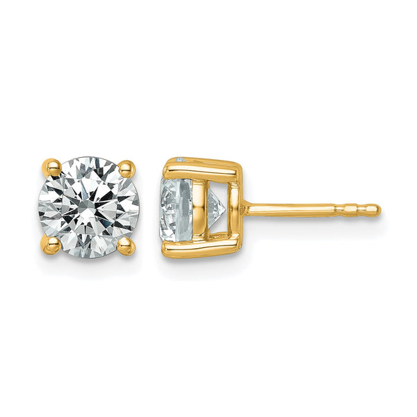 14K Yellow Gold 2 1/2 ct Lab-Created Diamond VS/SI+ G+, 4-Prong Stud Earrings - Birthstone Company