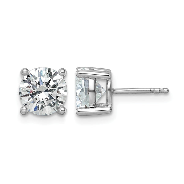 14k White Gold 3 carat Lab Grown Diamond VS+ F+ Round Complete Four Prong Heavyweight Stud Earrings - Birthstone Company