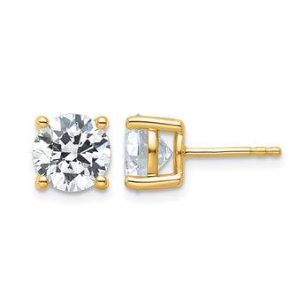 14K Yellow Gold 4 ct Certified Lab-Created Diamond VS+ F+, 4-Prong Stud Earrings - Birthstone Company
