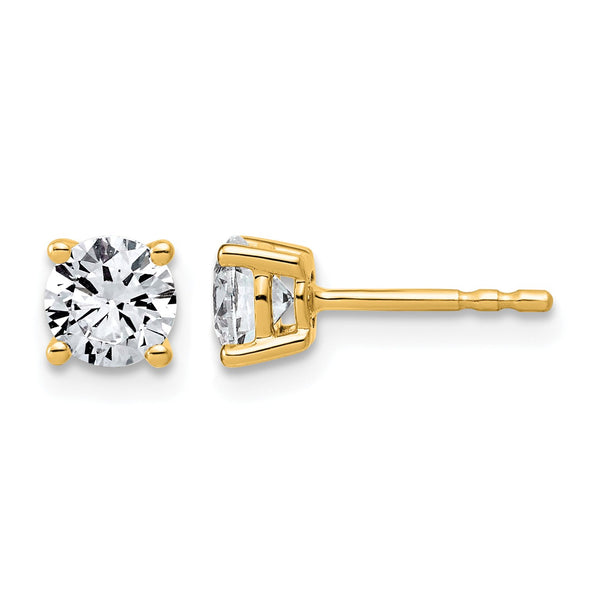 14k 1 carat Lab Grown Diamond VS+ F+ Round Complete Four Prong Lightweight Stud Earrings - Birthstone Company