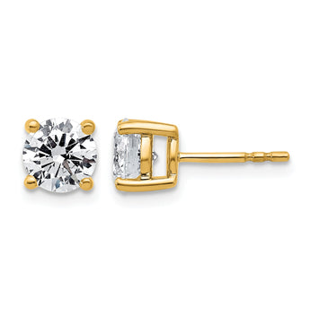 10K Yellow Gold 2 ct Lab-Created Diamond VS/SI+ G+, 4-Prong Stud Earrings - Birthstone Company
