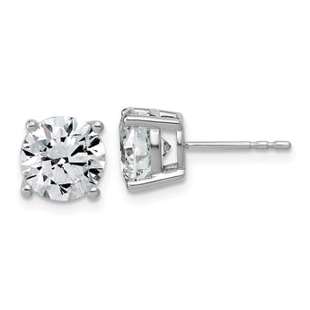 14k White Gold 4 carat Lab Grown Diamond VS/SI+ G+ Round Complete Four Prong Lightweight Stud Earrings