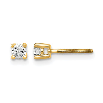 14K Yellow Gold 1/5 ct Certified Lab-Created Diamond VS+ F+, 4-Prong Screw-Back Stud Earrings - Birthstone Company