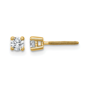 14K Yellow Gold 1/4 ct Certified Lab-Created Diamond VS/SI+ G+, 4-Prong Screw-Back Stud Earrings - Birthstone Company